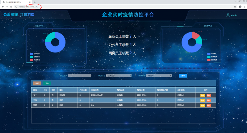我司“企業(yè)實時疫情防控平臺”開發(fā)完成